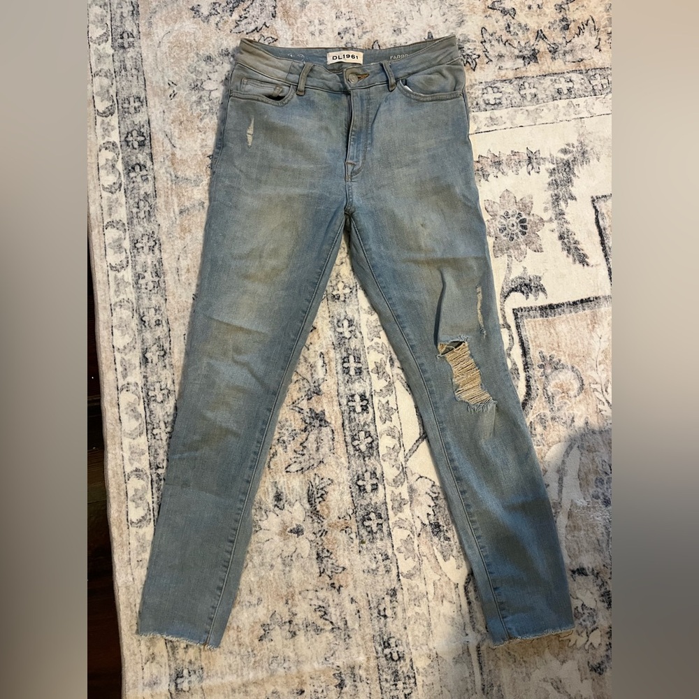 DL1961 Farrow Light Blue Distressed Skinny Jeans